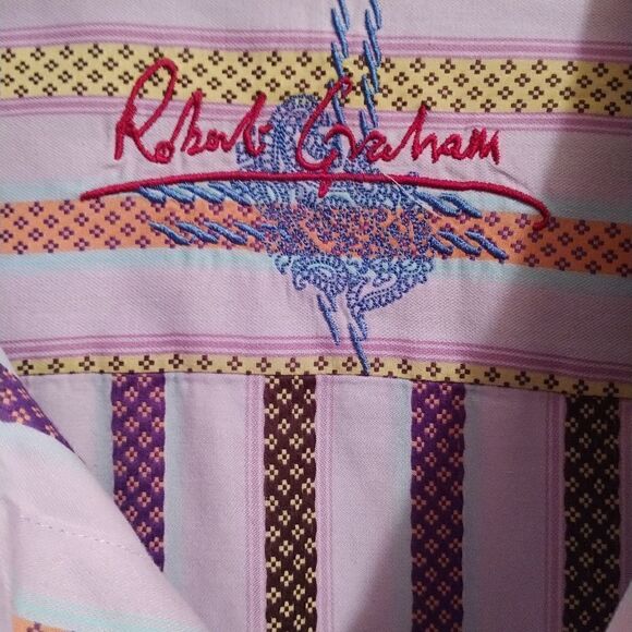 Robert Graham mens striped shirt size XL TG - Picture 5 of 8